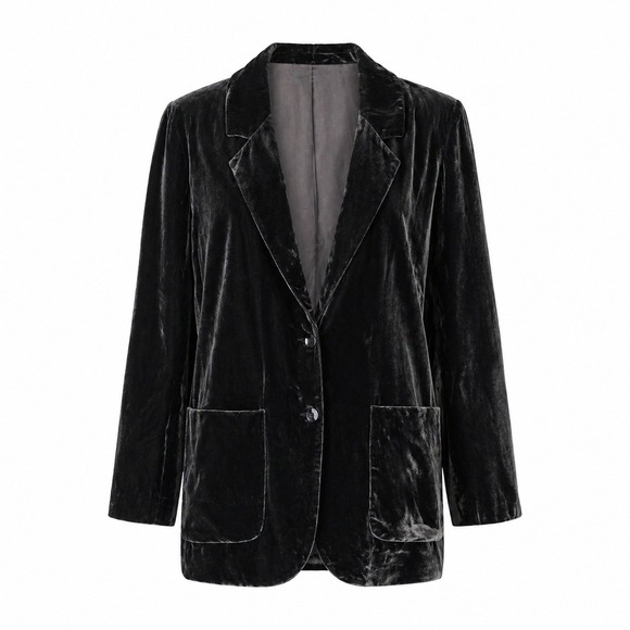 Carole Little for Saint-Tropez West Jackets & Blazers - Vintage 80s Carole Little Saint-Tropez West Black Velvet Gothic Blazer‎ Size 12